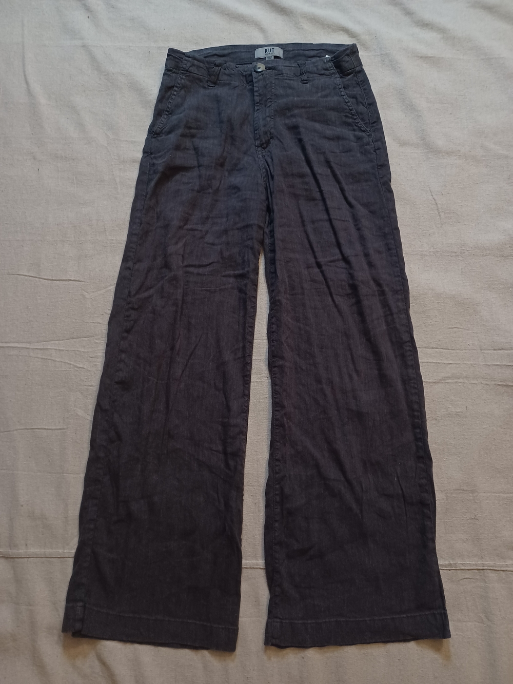 KUT from the Kloth Wide-Leg Linen Blend Pants in Charcoal Women's Size 2